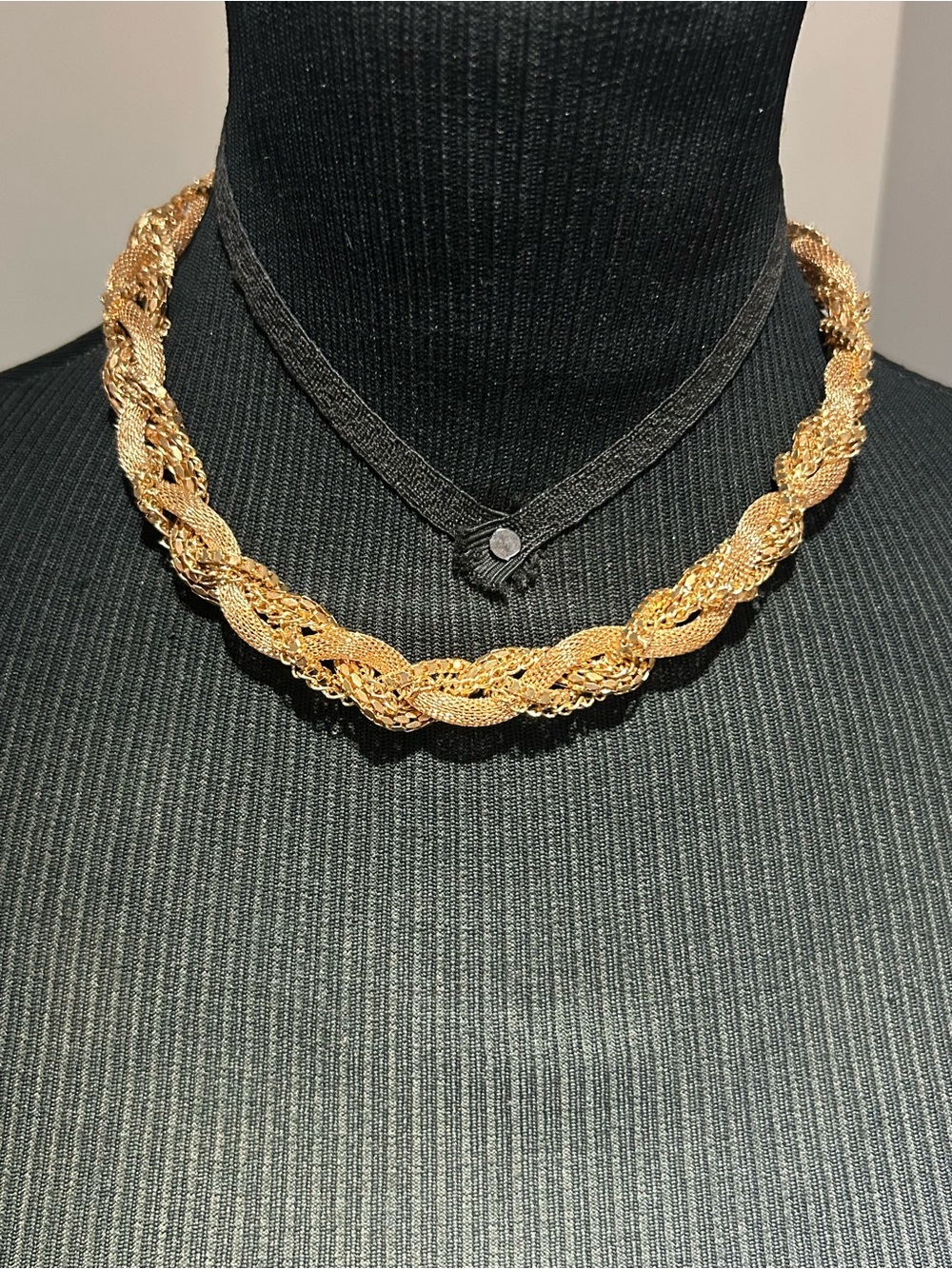 Gold Colour Braided Mesh Necklace - Women Jewelry